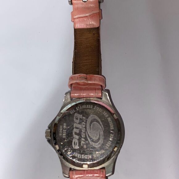 Fossil Blue Women's Silver Tone Date Pink Pave Bezel 100M Quartz Watch OS - Picture 7 of 11